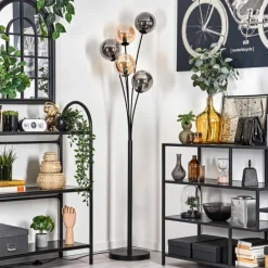 hofstein Lampadaire - Verre 15 cm Gastor Ambre, Fumé, 5 lumières