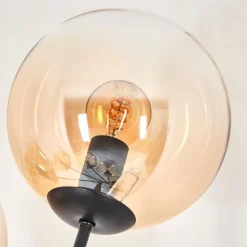 hofstein Lampadaire - Verre 15 cm Gastor Noir, 6 lumières