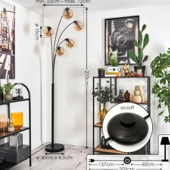 hofstein Lampadaire - Verre 15 cm Gastor Ambre, 5 lumières