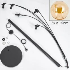 hofstein Lampadaire - Verre 15 cm Gastor Ambre, 5 lumières