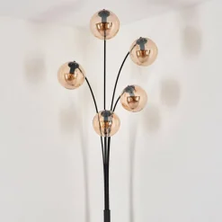 hofstein Lampadaire - Verre 15 cm Gastor Ambre, 5 lumières