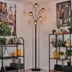 hofstein Lampadaire - Verre 15 cm Gastor Ambre, Clair, 5 lumières