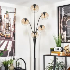 hofstein Lampadaire - Verre 15 cm Koyoto Ambre, Clair, 5 lumières