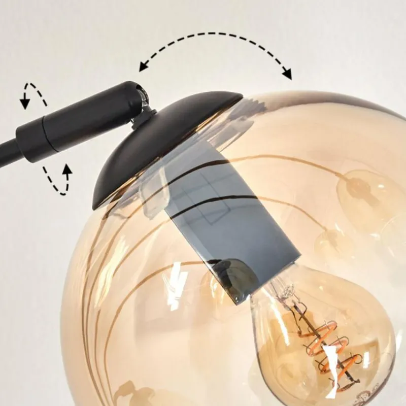 hofstein Lampadaire - Verre 15 cm Koyoto Ambre, Clair, 5 lumières