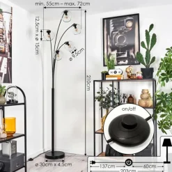 hofstein Lampadaire - Verre 15 cm Koyoto Clair, 5 lumières