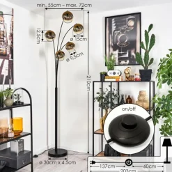 hofstein Lampadaire - Verre 15 cm Koyoto Or, Clair, 5 lumières