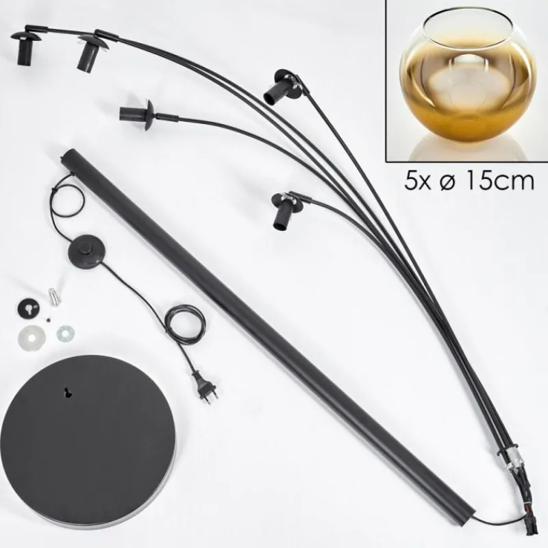 hofstein Lampadaire - Verre 15 cm Koyoto Or, Clair, 5 lumières