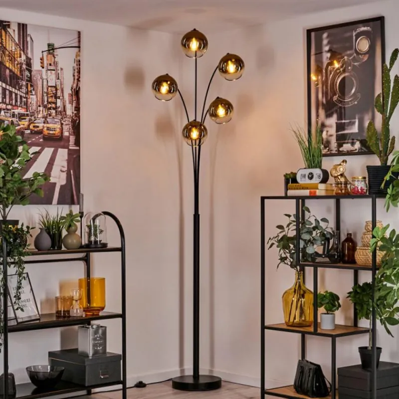 hofstein Lampadaire - Verre 15 cm Koyoto Or, Clair, 5 lumières