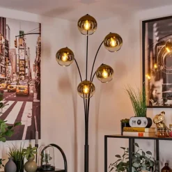 hofstein Lampadaire - Verre 15 cm Koyoto Or, Clair, 5 lumières