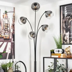 hofstein Lampadaire - Verre 15 cm Koyoto Clair, Fumé, 5 lumières