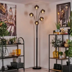 hofstein Lampadaire - Verre 15 cm Koyoto Clair, Fumé, 5 lumières