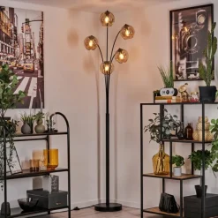 hofstein Lampadaire - Verre 15 cm Koyoto Ambre, 5 lumières