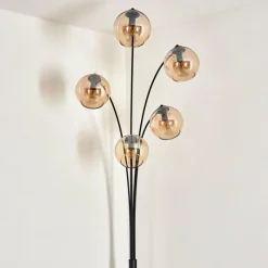 hofstein Lampadaire - Verre 15 cm Koyoto Ambre, 5 lumières