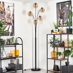 hofstein Lampadaire - Verre 15 cm Koyoto Ambre, 5 lumières