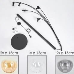 hofstein Lampadaire - Verre 15 cm Koyoto Ambre, Clair, Fumé, 5 lumières