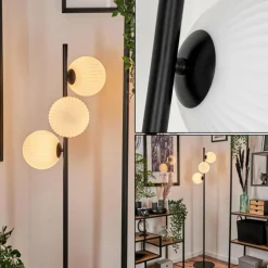 hofstein Lampadaire - Verre 15 cm Remaisnil Blanc, 3 lumières