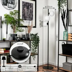 hofstein Lampadaire - Verre 15 cm Remaisnil Blanc, 3 lumières