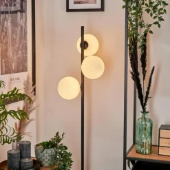 hofstein Lampadaire - Verre 15 cm Remaisnil Blanc, 3 lumières