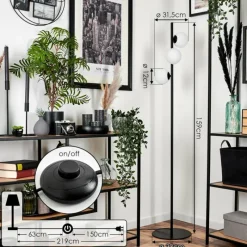 hofstein Lampadaire - Verre 12 cm Remaisnil Blanc, 3 lumières