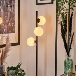 hofstein Lampadaire - Verre 12 cm Remaisnil Blanc, 3 lumières