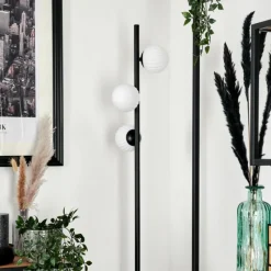 hofstein Lampadaire - Verre 15 cm Remaisnil Blanc, 3 lumières