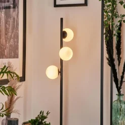 hofstein Lampadaire - Verre 15 cm Remaisnil Blanc, 3 lumières