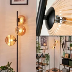 hofstein Lampadaire - Verre 15 cm Remaisnil Ambre, 3 lumières