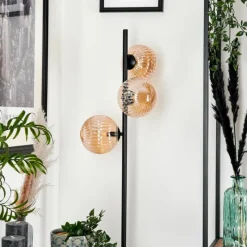 hofstein Lampadaire - Verre 15 cm Remaisnil Ambre, 3 lumières