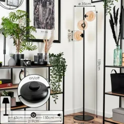 hofstein Lampadaire - Verre 15 cm Remaisnil Ambre, 3 lumières