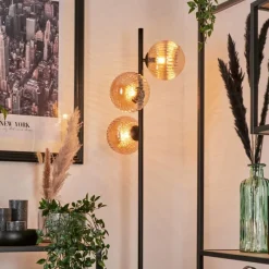 hofstein Lampadaire - Verre 15 cm Remaisnil Ambre, 3 lumières