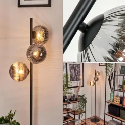 hofstein Lampadaire - Verre 15 cm Remaisnil Fumé, 3 lumières