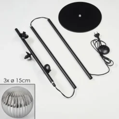 hofstein Lampadaire - Verre 15 cm Remaisnil Fumé, 3 lumières