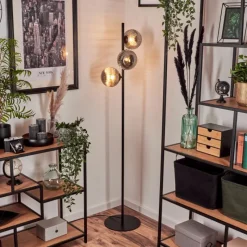 hofstein Lampadaire - Verre 15 cm Remaisnil Fumé, 3 lumières