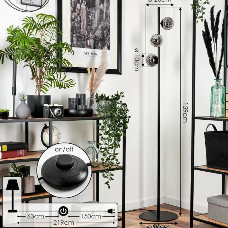 Suspension Verre Fumé-hofstein Lampadaire - Verre 10 cm Remaisnil Fumé, 3 lumières