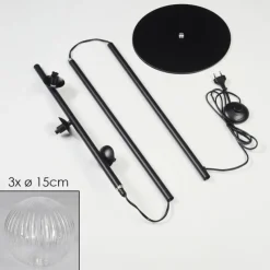 hofstein Lampadaire - Verre 15 cm Remaisnil Clair, 3 lumières