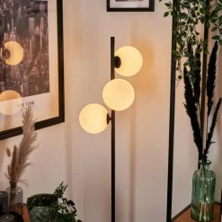 hofstein Lampadaire - Verre 15 cm Remaisnil Blanc, 3 lumières