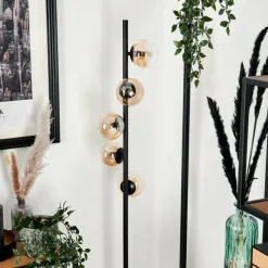 hofstein Lampadaire - Verre 10 cm Remaisnil Ambre, Clair, 5 lumières