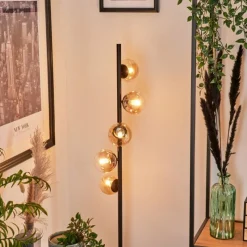 hofstein Lampadaire - Verre 10 cm Remaisnil Ambre, Clair, 5 lumières