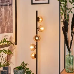 hofstein Lampadaire - Verre 10 cm Remaisnil Ambre, Clair, 5 lumières