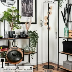 hofstein Lampadaire - Verre 12 cm Remaisnil Ambre, Clair, 5 lumières