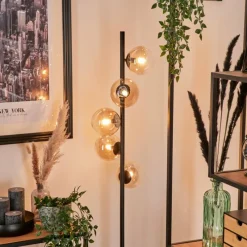 hofstein Lampadaire - Verre 12 cm Remaisnil Ambre, Clair, 5 lumières