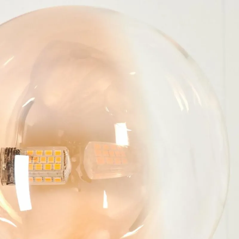 hofstein Lampadaire - Verre 15 cm Remaisnil Ambre, Clair, 5 lumières