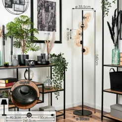 hofstein Lampadaire - Verre 15 cm Remaisnil Ambre, Clair, 5 lumières