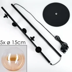 hofstein Lampadaire - Verre 15 cm Remaisnil Ambre, Clair, 5 lumières