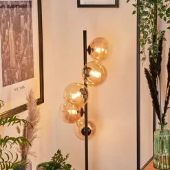 hofstein Lampadaire - Verre 15 cm Remaisnil Ambre, Clair, 5 lumières