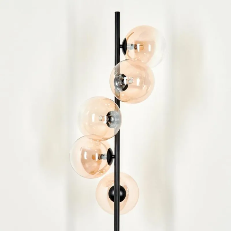 hofstein Lampadaire - Verre 15 cm Remaisnil Ambre, Clair, 5 lumières