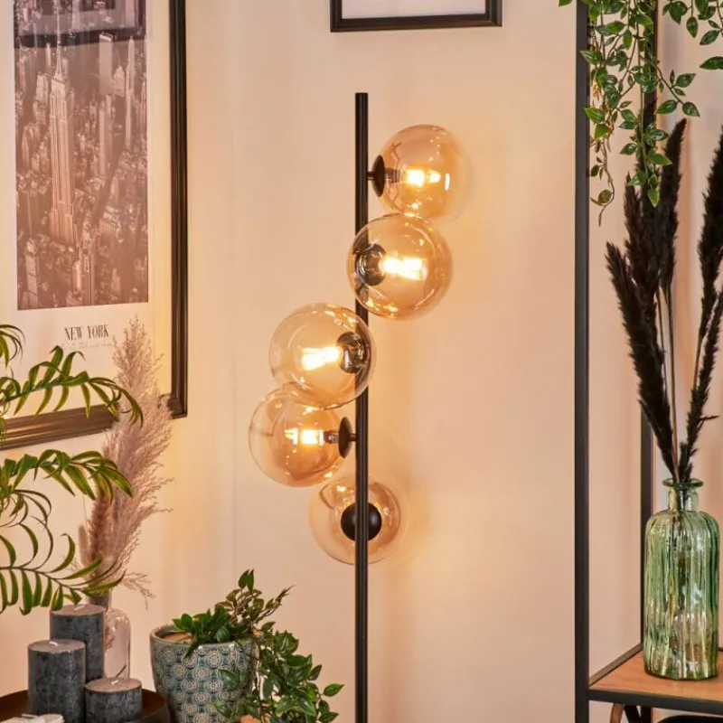 hofstein Lampadaire - Verre 15 cm Remaisnil Ambre, Clair, 5 lumières