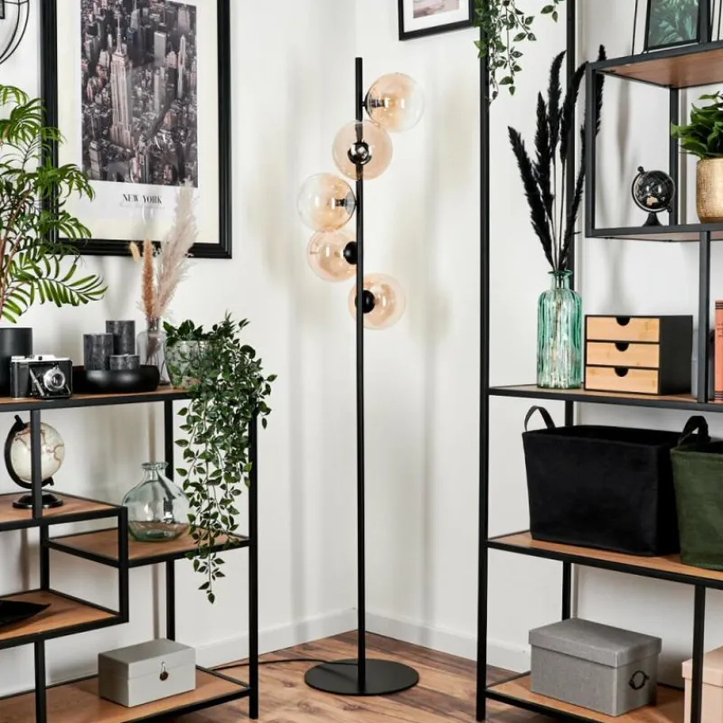 hofstein Lampadaire - Verre 15 cm Remaisnil Ambre, Clair, 5 lumières