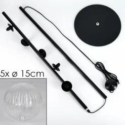 hofstein Lampadaire - Verre 15 cm Remaisnil Clair, 5 lumières