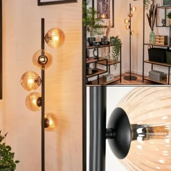 hofstein Lampadaire - Verre 12 cm Remaisnil Ambre, 5 lumières